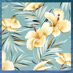 Spa Blue Hibiscus Fabric by the Yard by Dean Miller